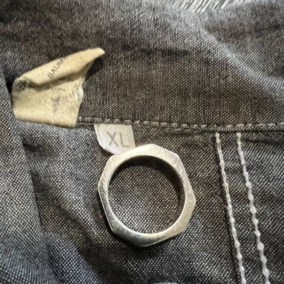 Benetton Made in Italy Gray Chambray Work Shirt XL - Picture 5 of 10